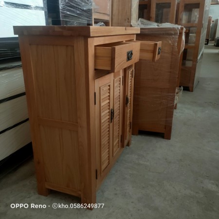 Rustic Oak : Tủ Giày Gỗ Sồi Lá Sách - W60cm 